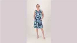 Isaac Mizrahi Live Floral Printed Henley Neck Tank Dress (Navy, XLP) A591672 - £19.53 GBP