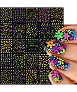 Fluorescent Nail Art Stickers 24 Sheets 3D Butterflies Stars Flowers DIY - €5,57 EUR