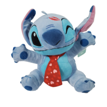 Disney Stitch Hearts Kiss 8&quot; inch Stuffed Animal Plush Toy Tie Love Valentine  - £12.02 GBP