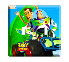 Woody Buzz Lightyear car racing Toy story double light switch cover plat... - $22.99