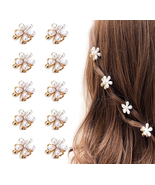 10 Pcs Small Mini Pearl Claw Clips with Flower Design, Sweet Artificial ... - $6.59