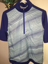 Women's Nike Golf Tour 1/4 Zip Stripe Mock 1/2 Sleeve Polo Exmoor Cc Logo Sz Med - $39.59