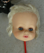 Vintage 1960s Horsman Vinyl Girl with Blonde Rooted Hair Doll Head 3 1/2&quot; Tall - £13.18 GBP