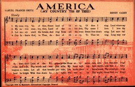 My Country Tis Thee America Patriotic Song Musical Staff Lyrics Postcard BK64 - £4.67 GBP