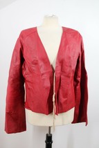 Vtg Y2K 2001 Gap XL Red Leather Tie Front Bell Sleeve Jacket - £50.29 GBP
