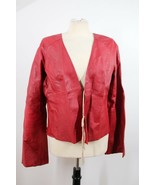 Vtg Y2K 2001 Gap XL Red Leather Tie Front Bell Sleeve Jacket - £50.28 GBP