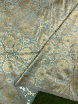 India Brocade fabric Grayish Blue &amp; Gold Fabric Wedding Fabric, - NF230 - $7.49+