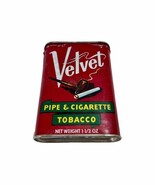 Vintage Velvet Pipe &amp; Cigarette Tobacco Tin ONLY Advertising Piece - $11.39