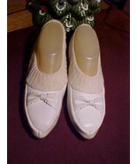 Slippers-Folding Travel;6½;White;Sweater Cuff Tops;Toe Bow;Made In Japan... - £7.85 GBP