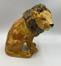 Mid Century Italian Majolica Ceramic Lion Statue Figure READ - £114.80 GBP