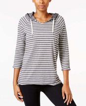 Calvin Klein Womens Performance Striped Hooded Top  X-Small  Parchment Combo - £23.35 GBP