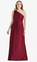 Alfred Sung 821....One-Shoulder Satin Maxi Dress .....Burgundy....Size 2 - £66.48 GBP