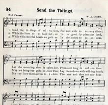 1894 Sheet Music Send The Tidings Christian Victorian Gospel Hymns 7.75 X 5&quot; - £11.00 GBP
