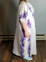 VTG Royal Creations MuMu Purple White Floral Kimono Dress Hawaii Made One Sz - £35.47 GBP