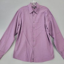 Claiborne Men Shirt Size 16.5 Purple Preppy Herringbone Classic Long Sleeve Slim - £10.50 GBP