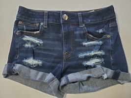 american eagle Womens 360 super stretch shorts Size 2  Blue high rise sh... - $9.41