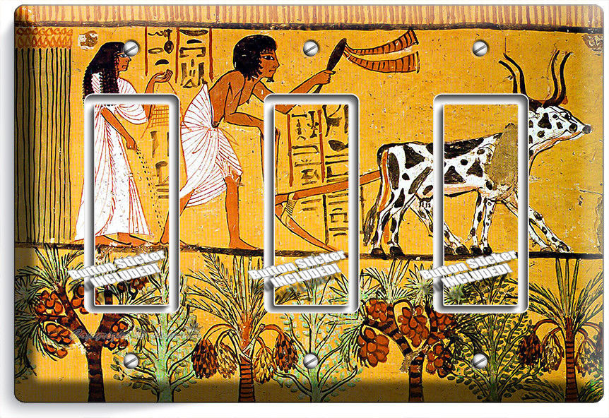ANCIENT EGYPTIAN PEOPLE HIEROGLYPH WALL ART 3 GFCI LIGHT SWITCH PLATE ROOM DECOR