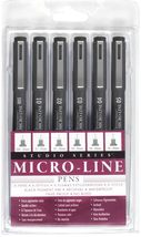 PETER PAUPER PRESS Studio Series Micro-Line Pigment Ink Pen Set (Set of 6) - £10.89 GBP