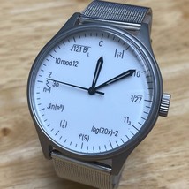 The Geek Watch Men Silver White Math Formula Marker Analog Quartz Watch~New Batt - £20.51 GBP