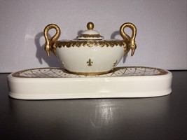 Porcellane D&#39;arte Inkwell Vintage Porcelain Inkwell Hand Painted Beautiful! - $96.75