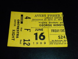 GEORGE WINSTON June 16, 1989 ticket stub Avery Fisher Hall Lincoln Center NYC - £3.18 GBP