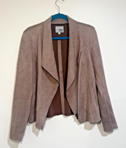 KUT from the Kloth Faux Suede Moto Jacket Women&#39;s Large Buff Asymmetrica... - $746.78 MXN