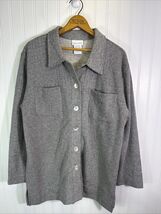 Soft Surroundings Shacket M Gray Flannel Herringbone Coastal Tunic Cardigan - $538.65 MXN