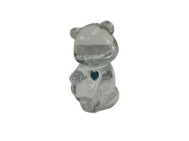 Vintage Fenton Art Glass Bear DECEMBER Birthstone Figurine Turquoise Heart  - £10.86 GBP
