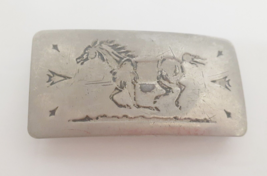 Vintage Chambers Belt Co Buckle Horse Metal Western Made in USA 2 1/4&quot;x 1 3/8&quot; - £19.14 GBP