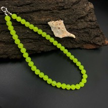 Papagei Grün Farbe Jade 8x8 MM Perlen Stretch Verstellbar Halskette AN-123 - $8.02