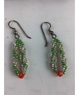 Christmas necklace set bright colored seed beaded  Plus Earrings 20&quot; - $20.50 CAD