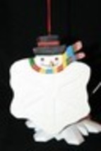 Snowman 4&quot; Snowflake Christmas Tree Ornament Hand Painted Carved Wooden ... - $145.71 MXN