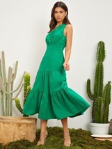 allbrand365 designer Womens One Shoulder Ruffle Hem Dress Size Large Color Green - £65.65 GBP