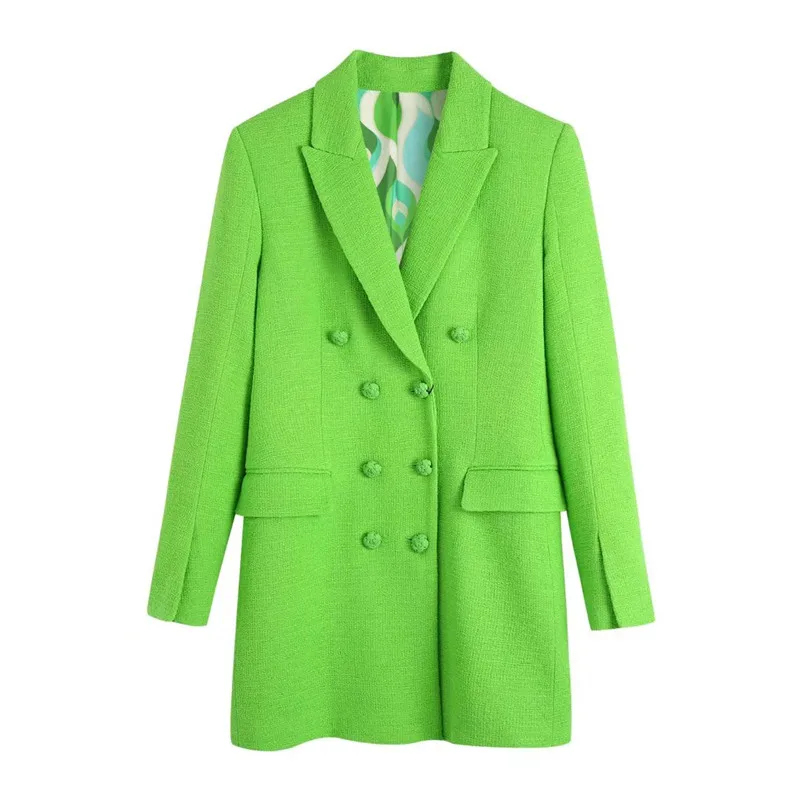 Evfer Chic Lady  Double Breasted Spring Green Long Blazers Womens Stylish Colors - £122.29 GBP