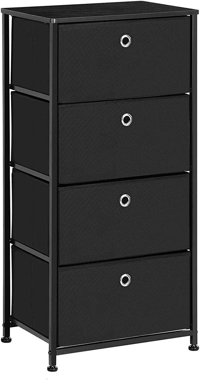 Songmics Nightstand, Dresser With 4 Easy Pull Fabric Drawers,, Black Ult... - $66.97
