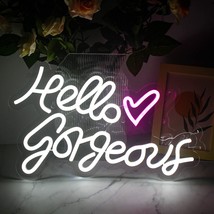 Hello Gorgeous Neon Signs, White Led Light Up Sign For Wall Decor, Girls... - $60.99