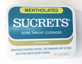 Vintage Mentholated SUCRETS Throat Lozenges Tin, Throat-Medicine Tin  EMPTY - £11.03 GBP