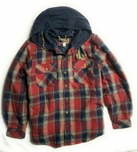 Legendary Outfitters Cotton Flannel Hooded Shirt Jacket, Red Plaid, Size... - $35.63