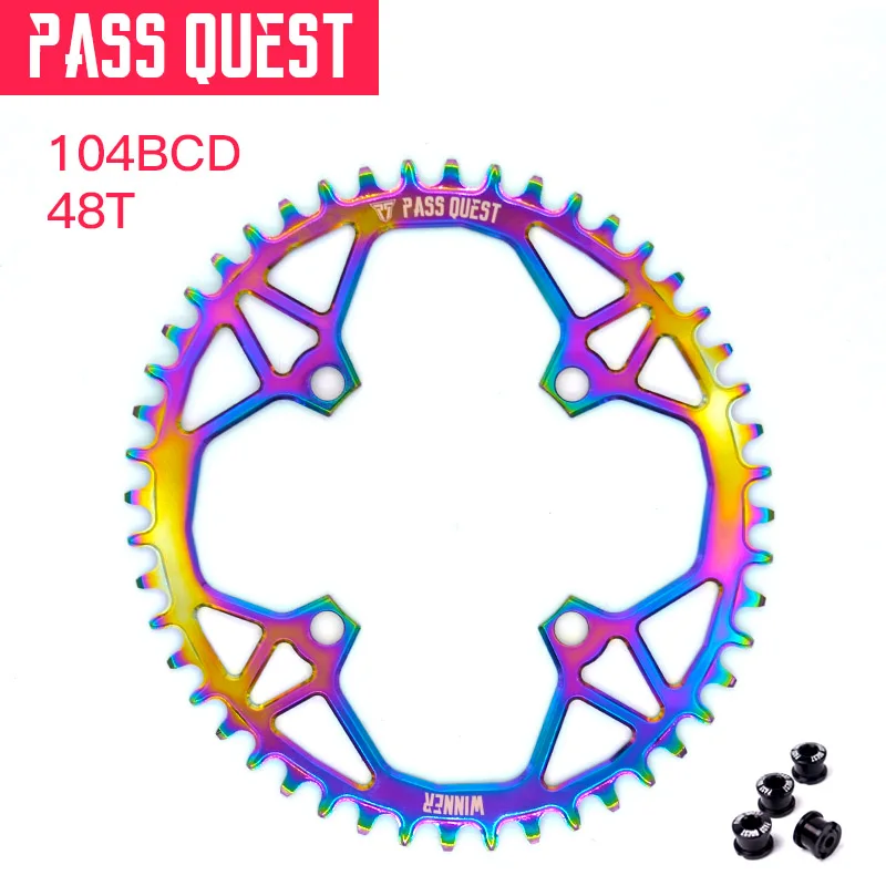 P QUEST 104BCD Bicycle Chainwheel Mountain Bike Oval 44 46 48T Aluminum Alloy Ti - £178.87 GBP