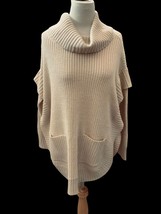 ALYA LADIES COWL NECK OVERSIZED POCKETS TAN ELBOW PATCH SWEATER NWT M/L - £25.85 GBP