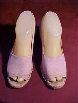 Jacques Cohen &#39;Nevada&#39;; Size 6-7;Lilac Canvas;2&quot;Fiber Wedge Heels;Made In France - £7.98 GBP