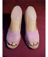 Jacques Cohen &#39;Nevada&#39;; Size 6-7;Lilac Canvas;2&quot;Fiber Wedge Heels;Made I... - £7.85 GBP