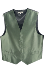 St. Patrick Men&#39;s Hunter Green Black Vest 4 Buttons Black Back Polyester... - $19.99