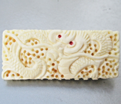 Vintage Finely Carved Red Eyed DRAGON Brooch Pin - $24.70