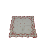Vintage Floral Flowers Handkerchief Hanky Red and Green - $73.76 MXN