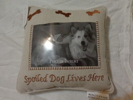 Spoiled Dog Lives Here - Picture Frame Photo Pillow Tan Bones Soft Surro... - $8.00