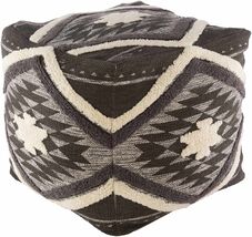 Almondbank Handwoven Beige Cotton Southwestern Pouf - $3,458.53 MXN