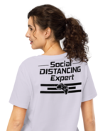 Women’s Organic Ribbed Neck T-Shirt – “Social Distancing” Back Print (La... - $75.21 CAD