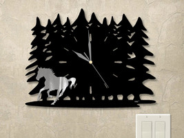 15in W Western Theme Forest Wall Clock - Running Horse - $104.00