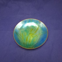 Signed Enamel On Copper Plate Dish Abstract Art  Signed H Dankoff - £44.83 GBP